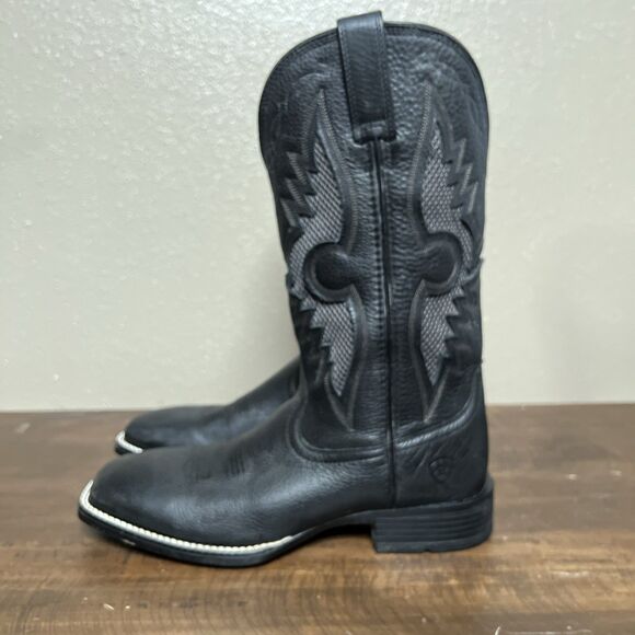 Men's Ariat VentTEK Cowboy Boots Square Toe Black US Size 10D - Style 10027203 - Picture 6 of 13